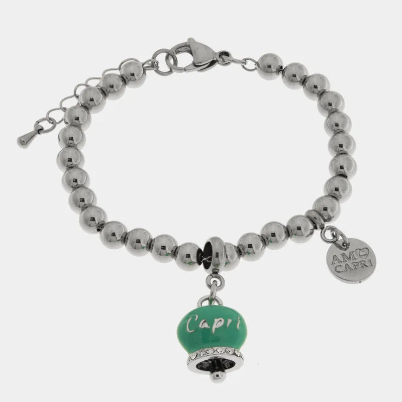 BRACCIALE CAPRI VERDE ACQUA PALLINATO