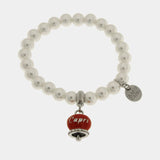 BRACCIALE PERLE CON CAMPANELLA ROSSA